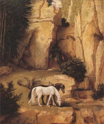 A Hermit Leading Horses to the Trough (mk22), Moritz von Schwind